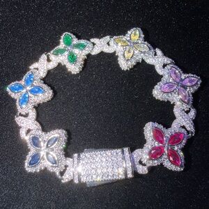 Iced Multi Color Flower Bracelet